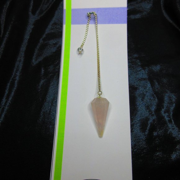 Rose Quartz Gemstone Dowsing Pendulum Meditation Tool - Picture 2 of 3